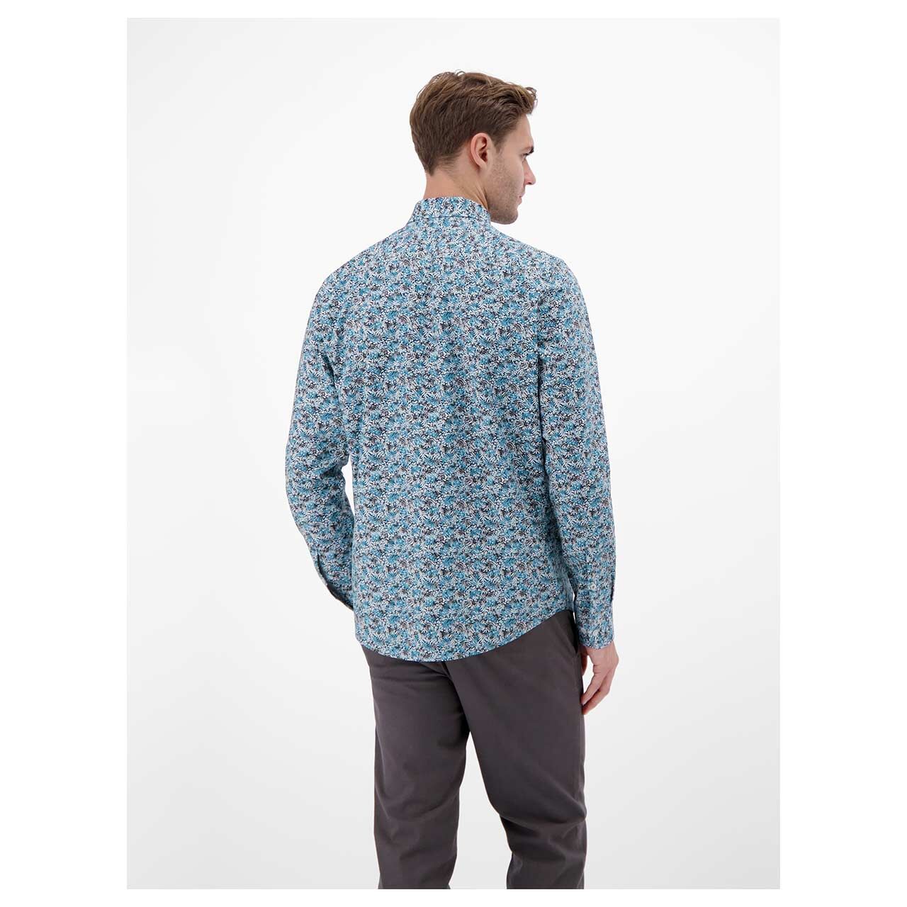 Herren Hemd von Lerros in Blau mit Print, Rückansicht mit Model