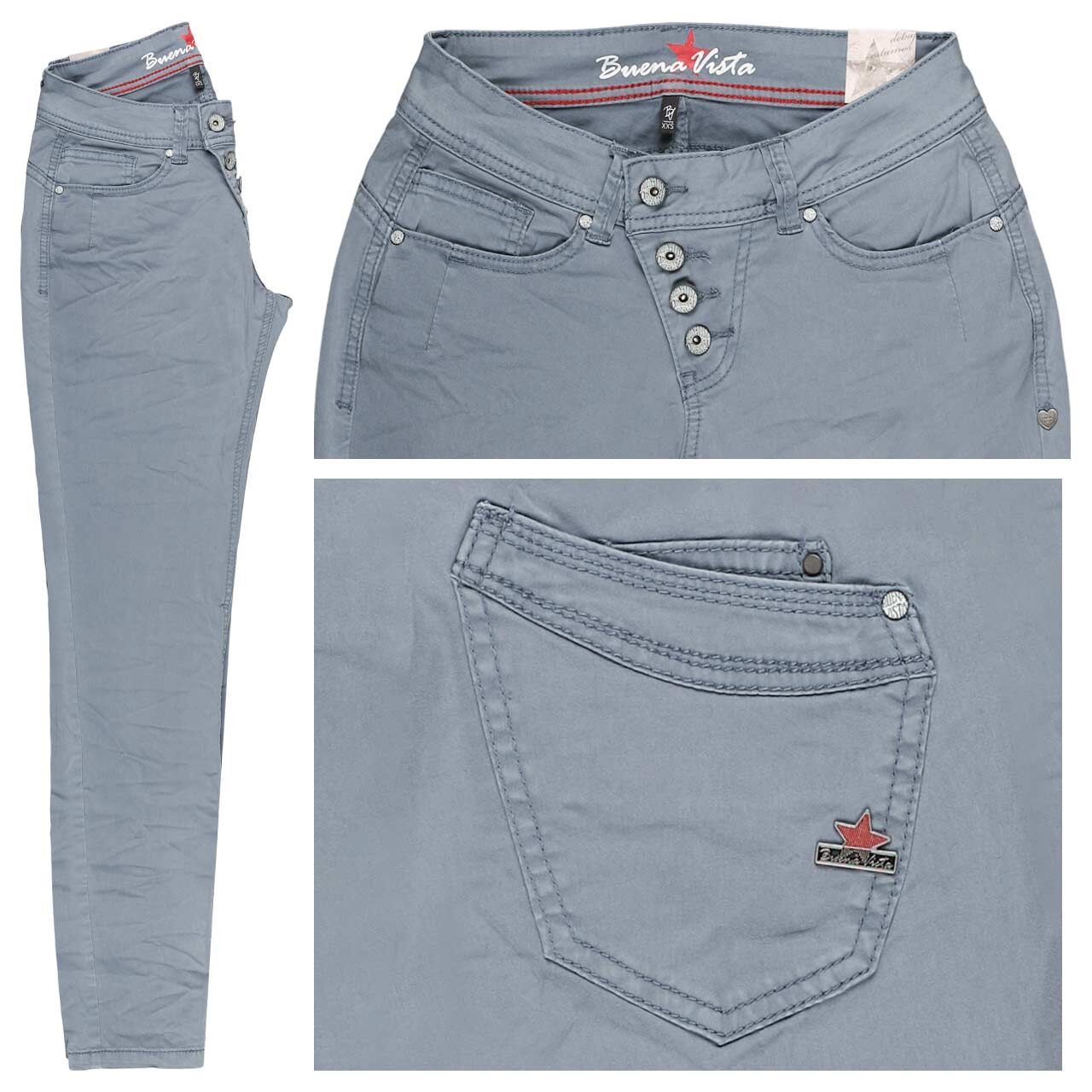 Buena Vista Malibu Cropped Stretch Twill Ankle Baumwollhose steel blue