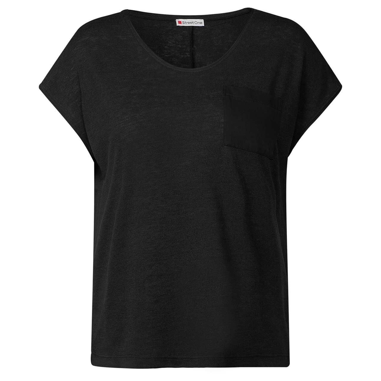 Street One Damen T-Shirt Linen Look black