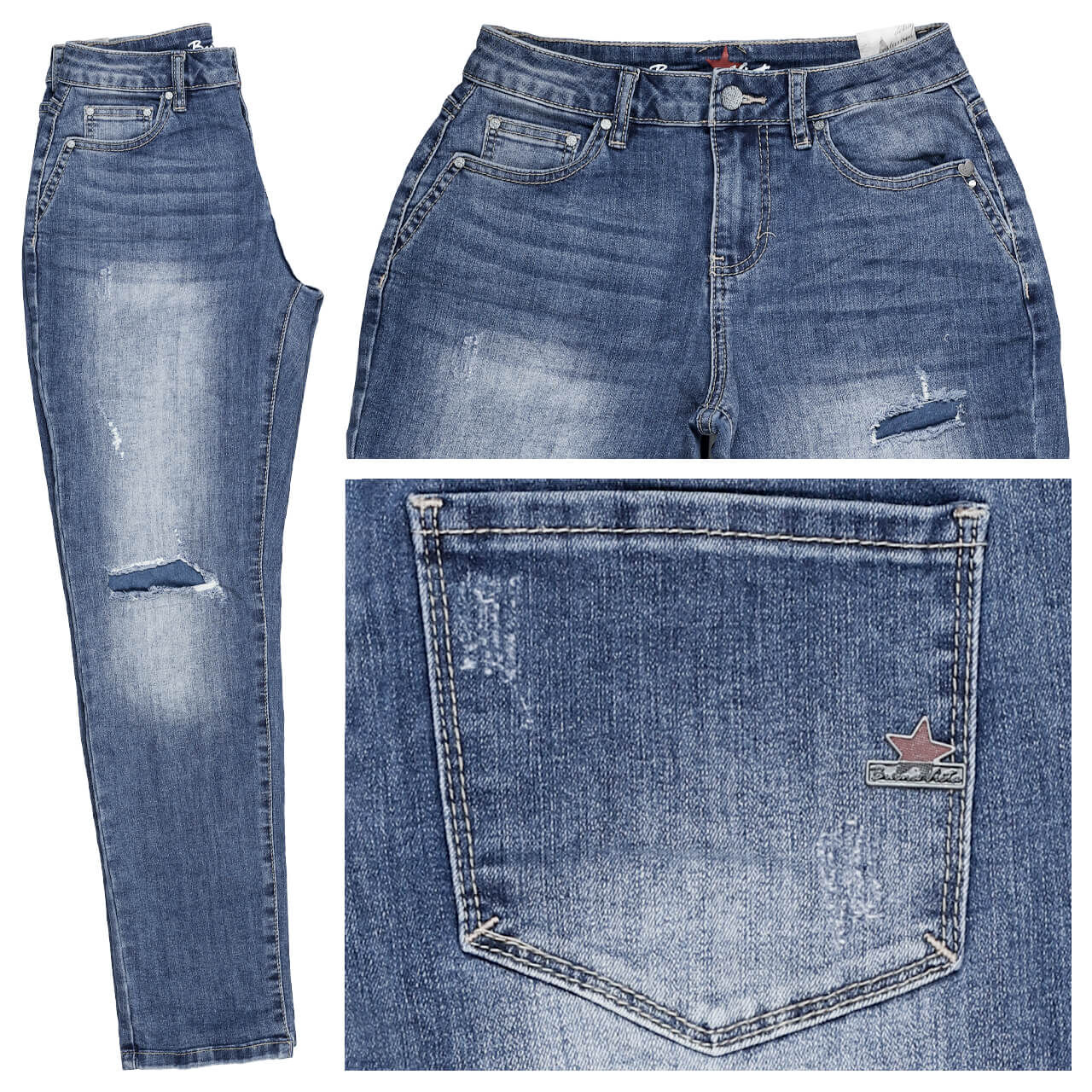 Buena Vista Ibiza Cropped Stretch Denim Ankle Jeans heavy used destroyed Buena Vista Ibiza Cropped Stretch Denim Ankle Jeans heavy used destroyed