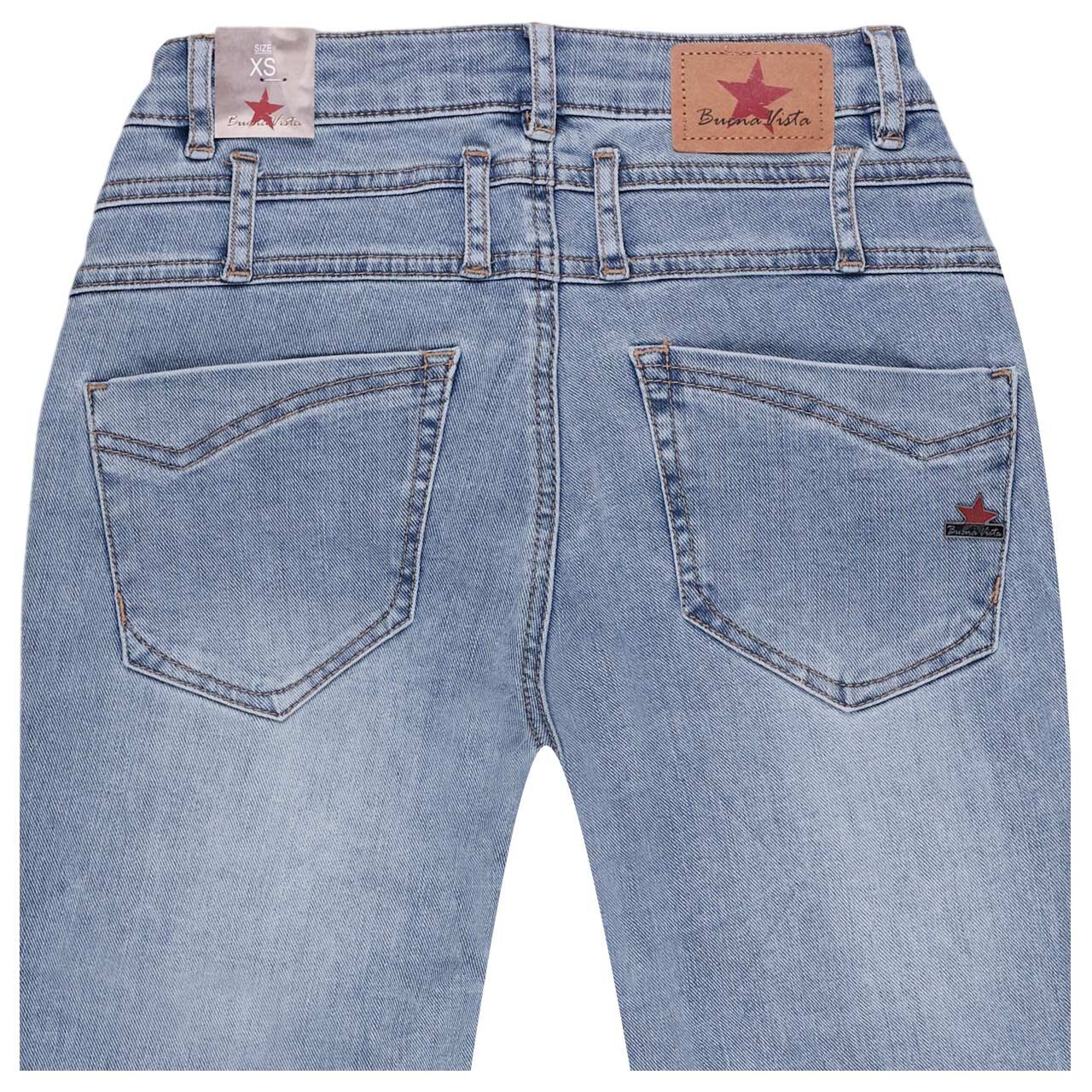 Damen Ankle Jeans Florida-Z Cropped Stretch Denim von Buena Vista in Hellblau verwaschen, detaillierte Rückansicht