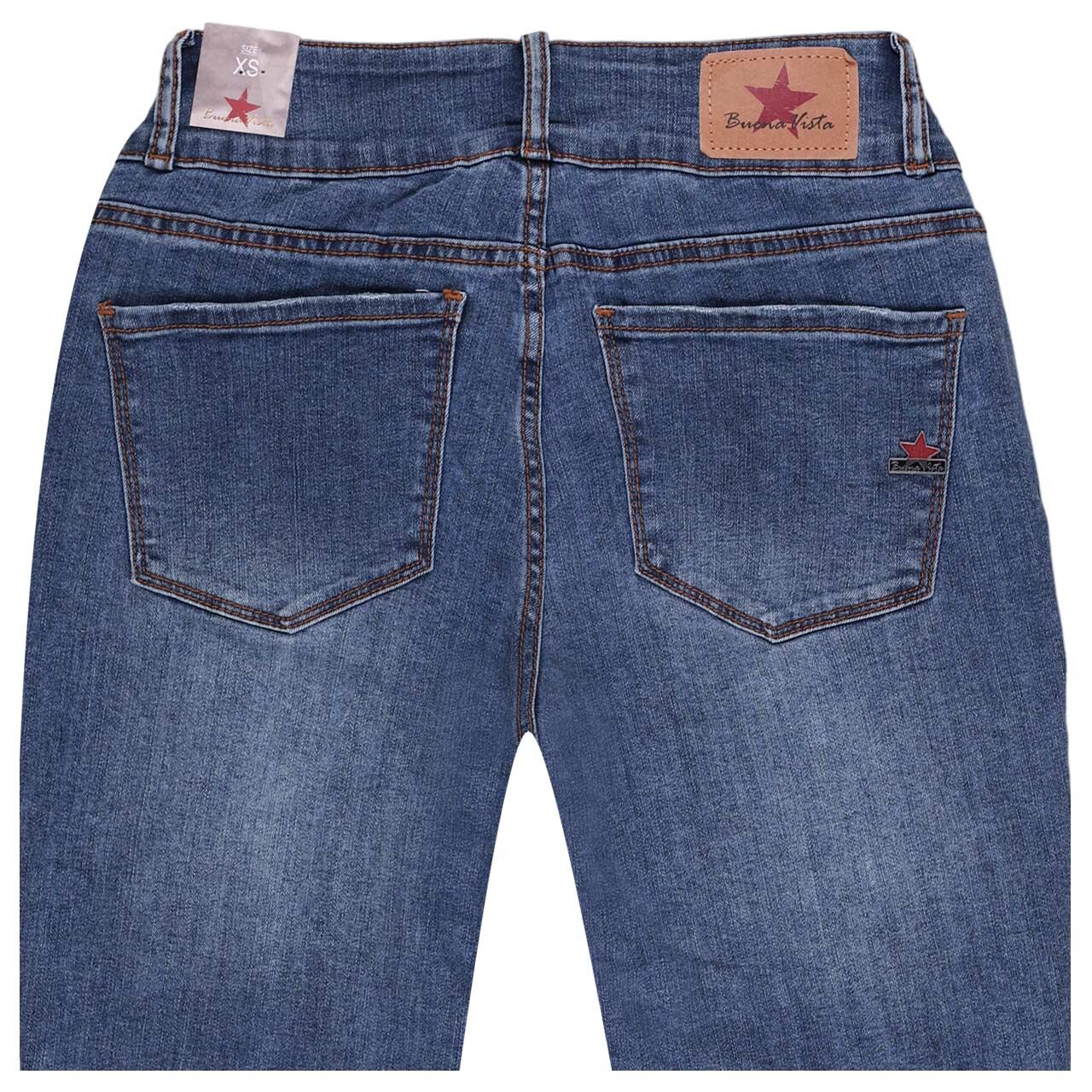 Damenjeans Tummyless Stretch Denim von Buena Vista in Blau angewaschen, detaillierte Rückansicht