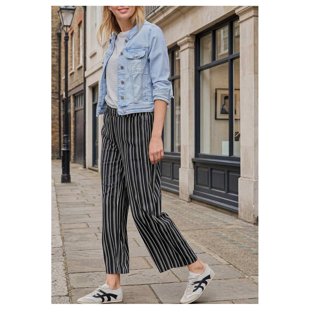 Street One Studio Wide Leg Ankle Hose black striped