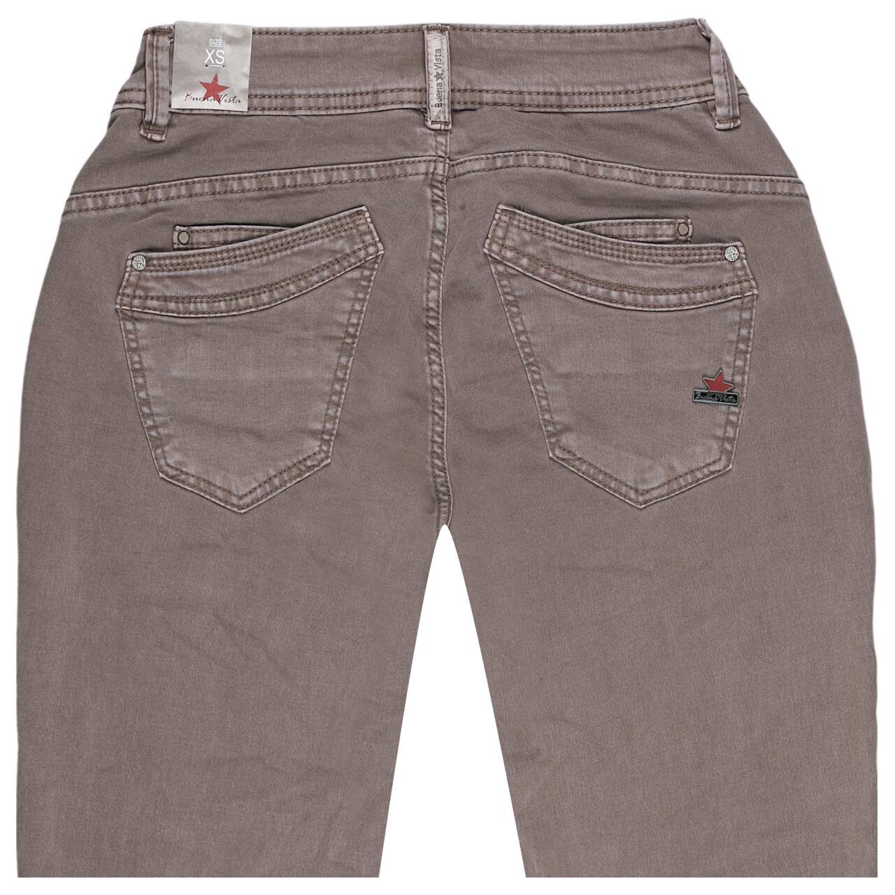 Damen Baumwollhose Malibu Stretch Twill von Buena Vista in Grau-Braun, detaillierte Rückansicht