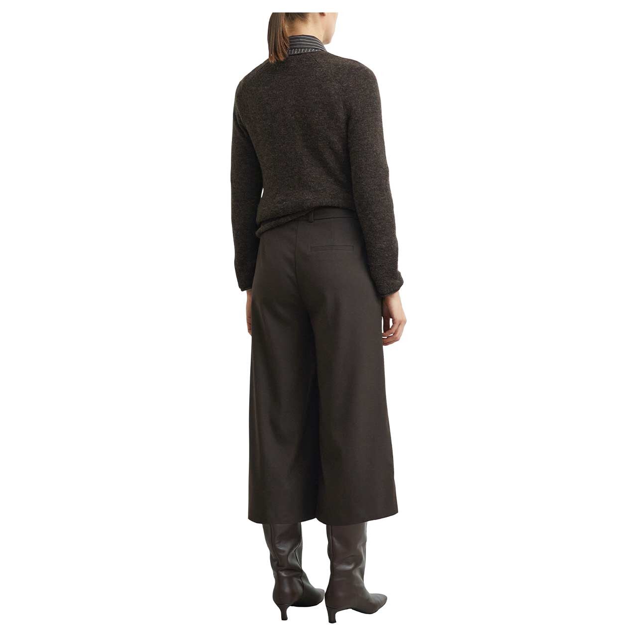 Damen 3/4 Culotte Hose von Comma in Dunkelbraun meliert, Rückansicht am Model