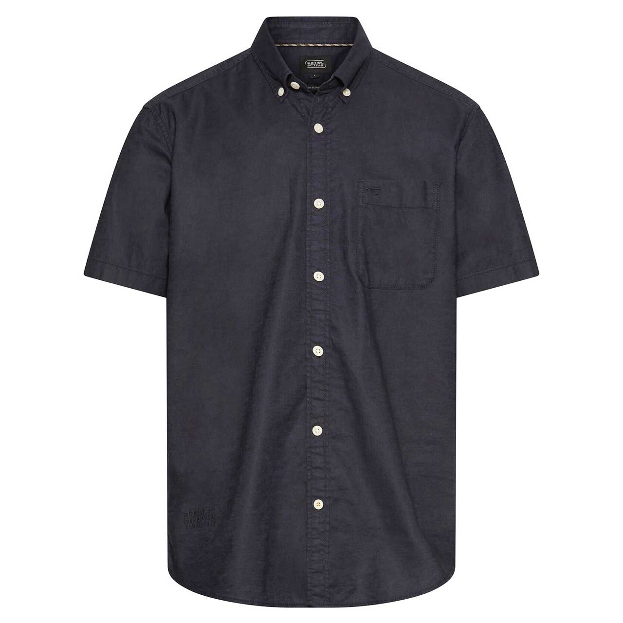 Camel active Herren Leinen 1/2 Arm Hemd dark navy