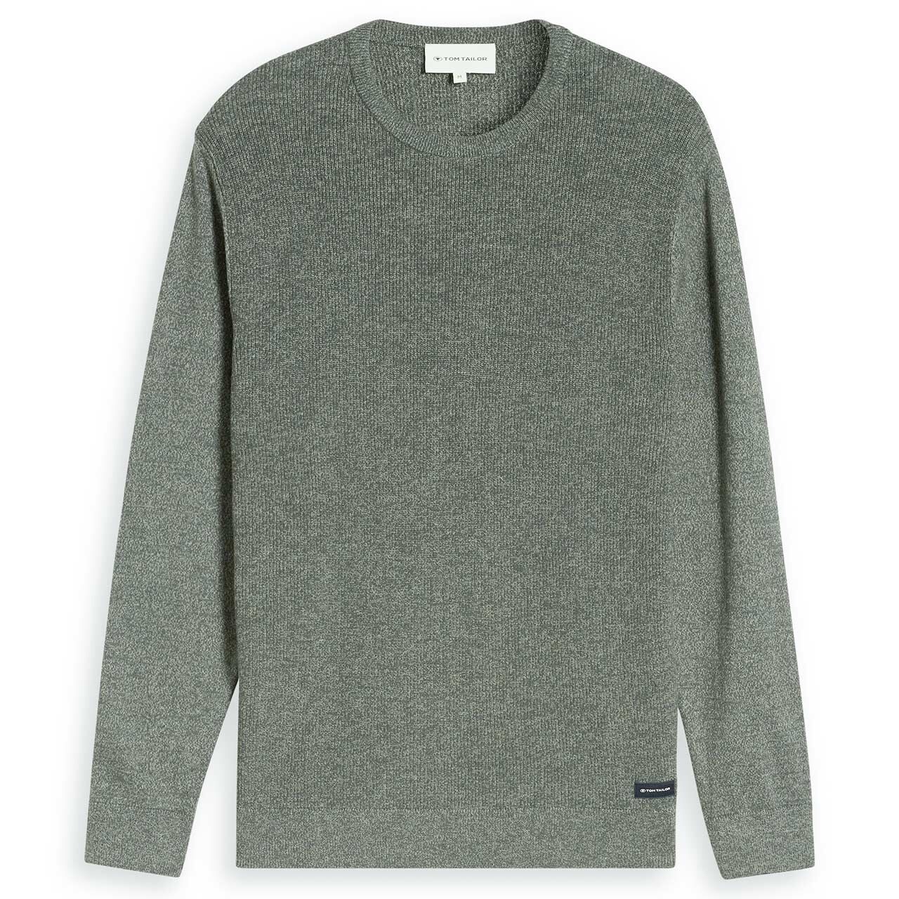 Tom Tailor Herren Pullover Multi Color Crew Neck Knit darkest olive tonal mouline