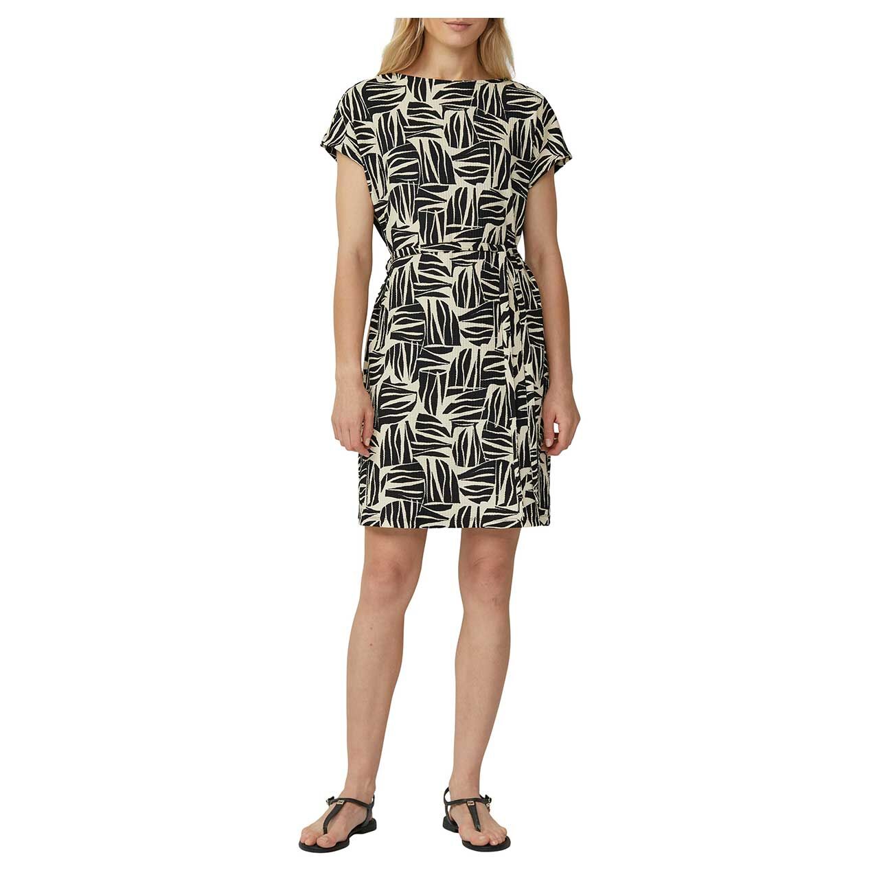 Damen Kurzarm Kleid von s.Oliver in Schwarz mit Print, Vorderansicht