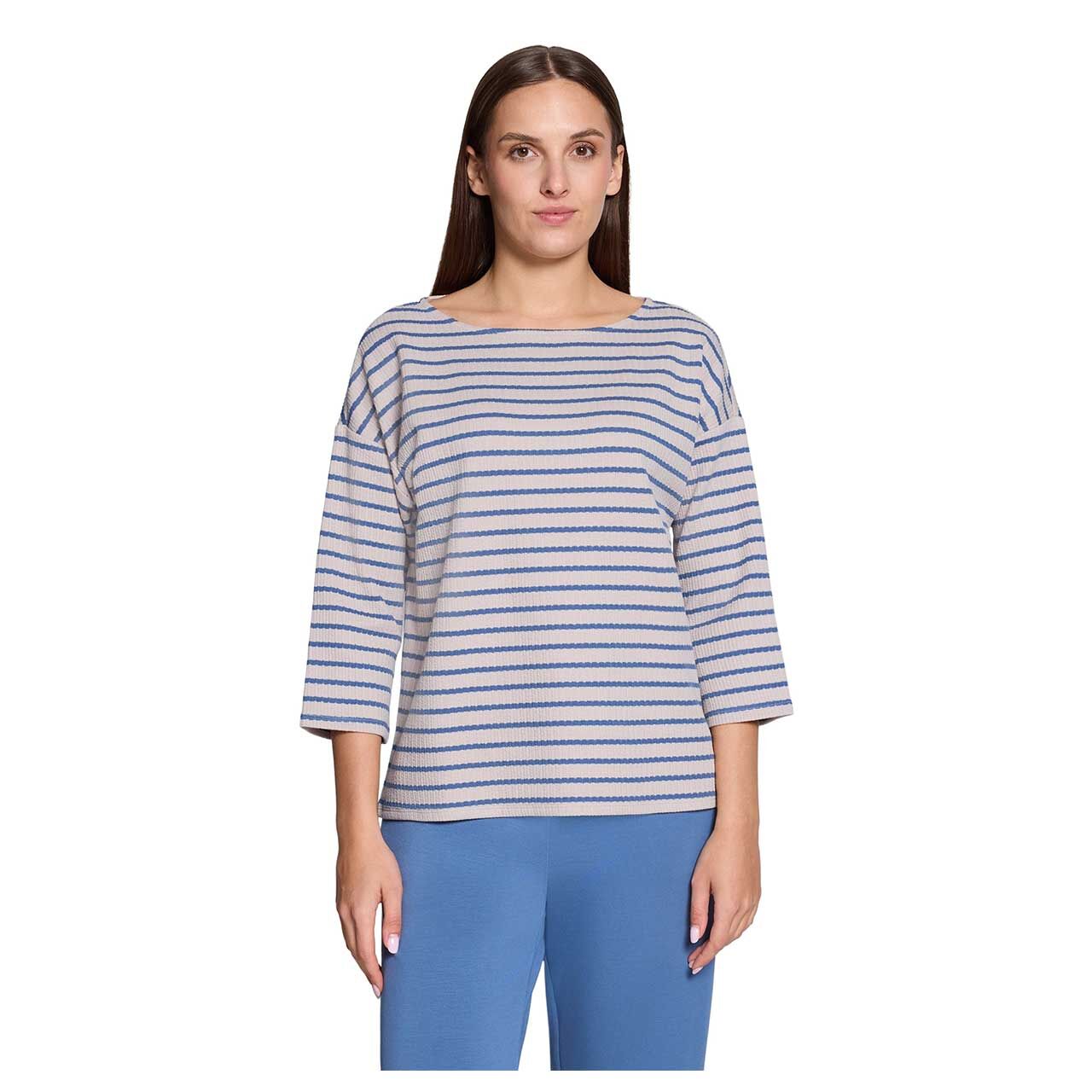 Damen 3/4 Arm Shirt von Betty Barclay in Blau gestreift, Vorderansicht am Model