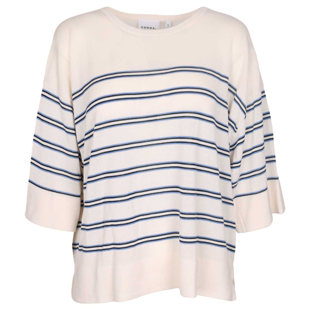 Comma Damen 3/4 Arm Pullover eggnog blue stripes