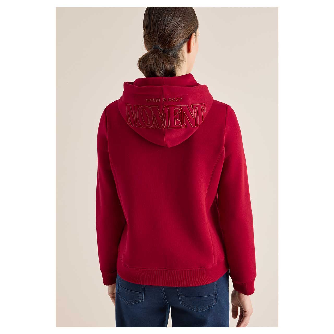 Damen Hoodie Sweatshirt Embroidery von Cecil in Magenta, Rückansicht am Model