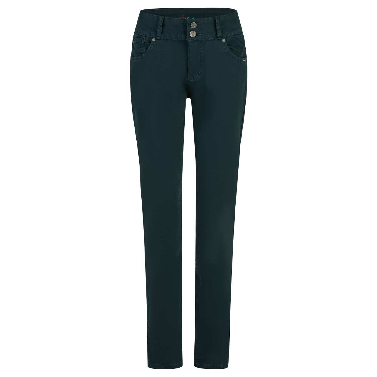 Damen Baumwollhose Tummyless Stretch Twill von Buena Vista in Dunkelgrün, Vorderansicht