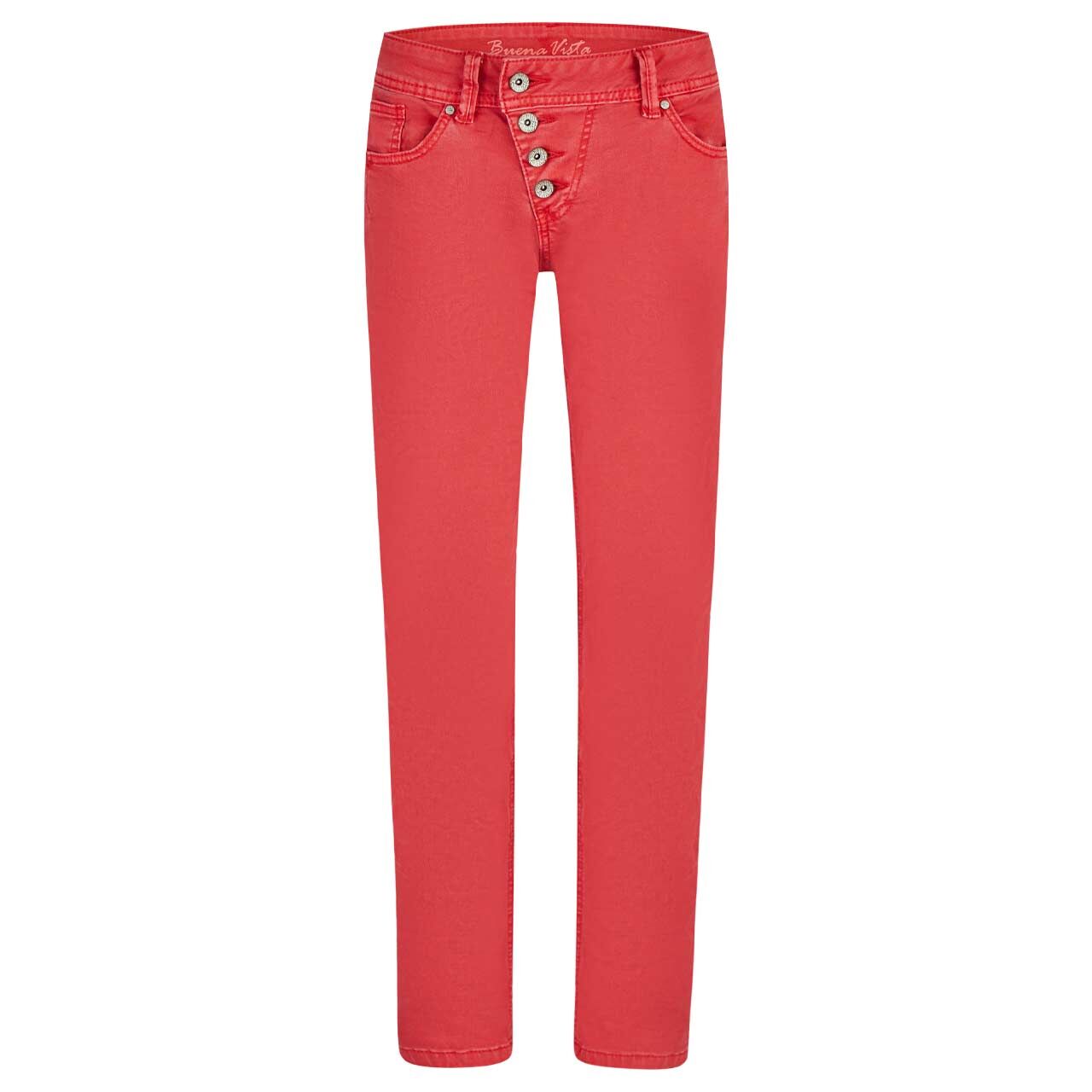 Damen Ankle Baumwollhose Malibu Cropped Stretch Twill von Buena Vista in Rot, Vorderansicht