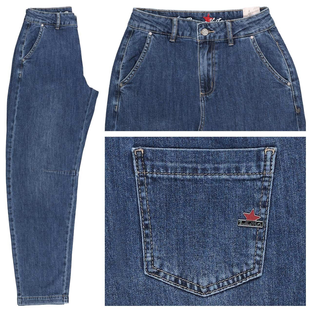 Buena Vista Barrel Long Stretch Denim Jeans marine denim