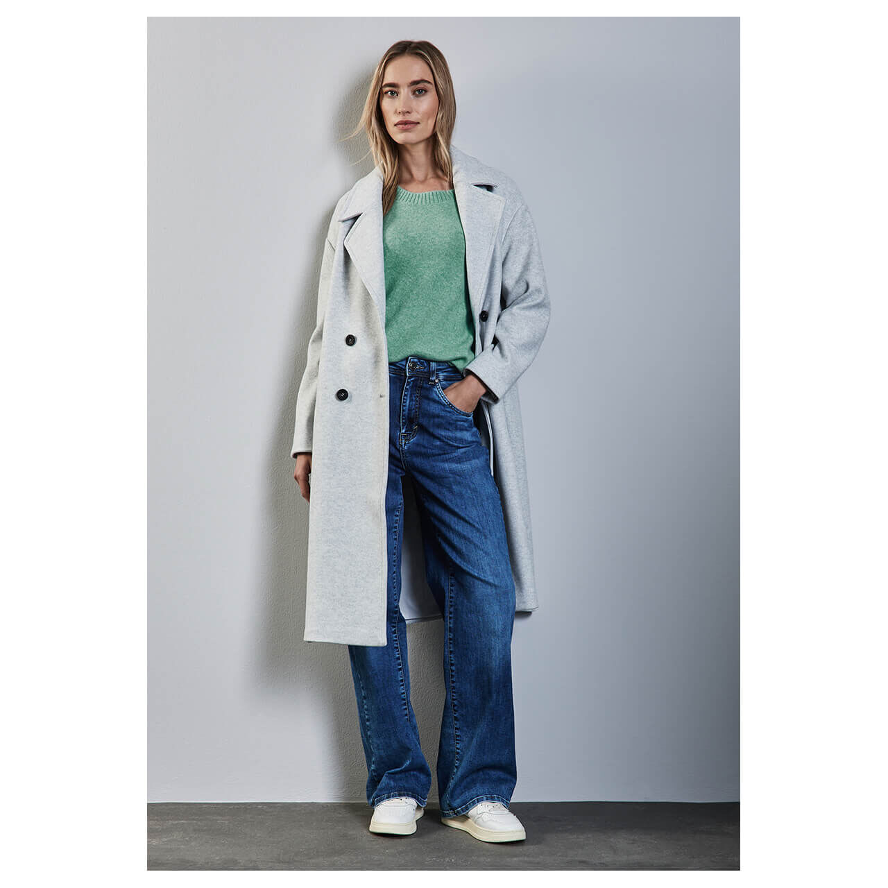 Street One Damen 3/4 Arm Pullover Cosy Round Neck Sweater sunlit green melange