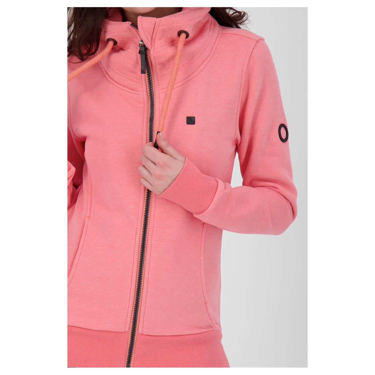 alife-and-kickin-sweatjacket-vivian-peach-2200-detail-jacke Alife and Kickin Vivian Sweatjacke für Damen in Korallenrot, FarbNr.: 2200