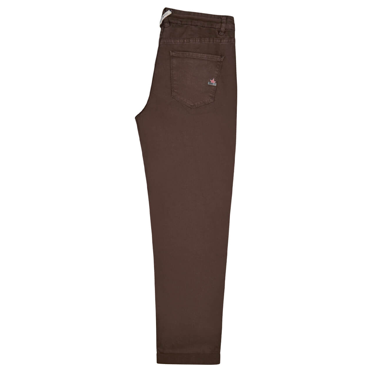 Damen Ankle Baumwollhose Ibiza Cropped Stretch Twill von Buena Vista in Dunkelbraun, Rückansicht