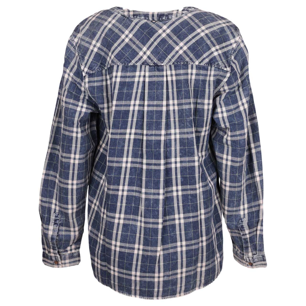 Damen Langarm Bluse von Camel active in Dunkelblau kariert, Rückansicht