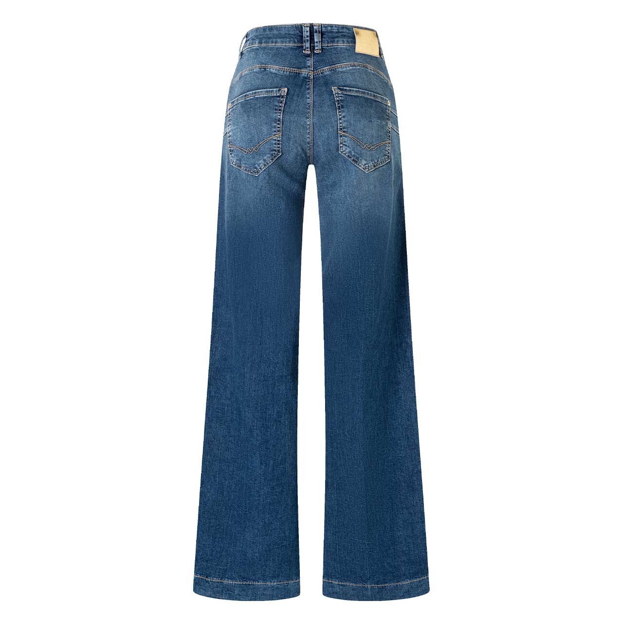 Stretch Damenjeans Rich Palazzo von MAC in Blau angewaschen, Rückansicht