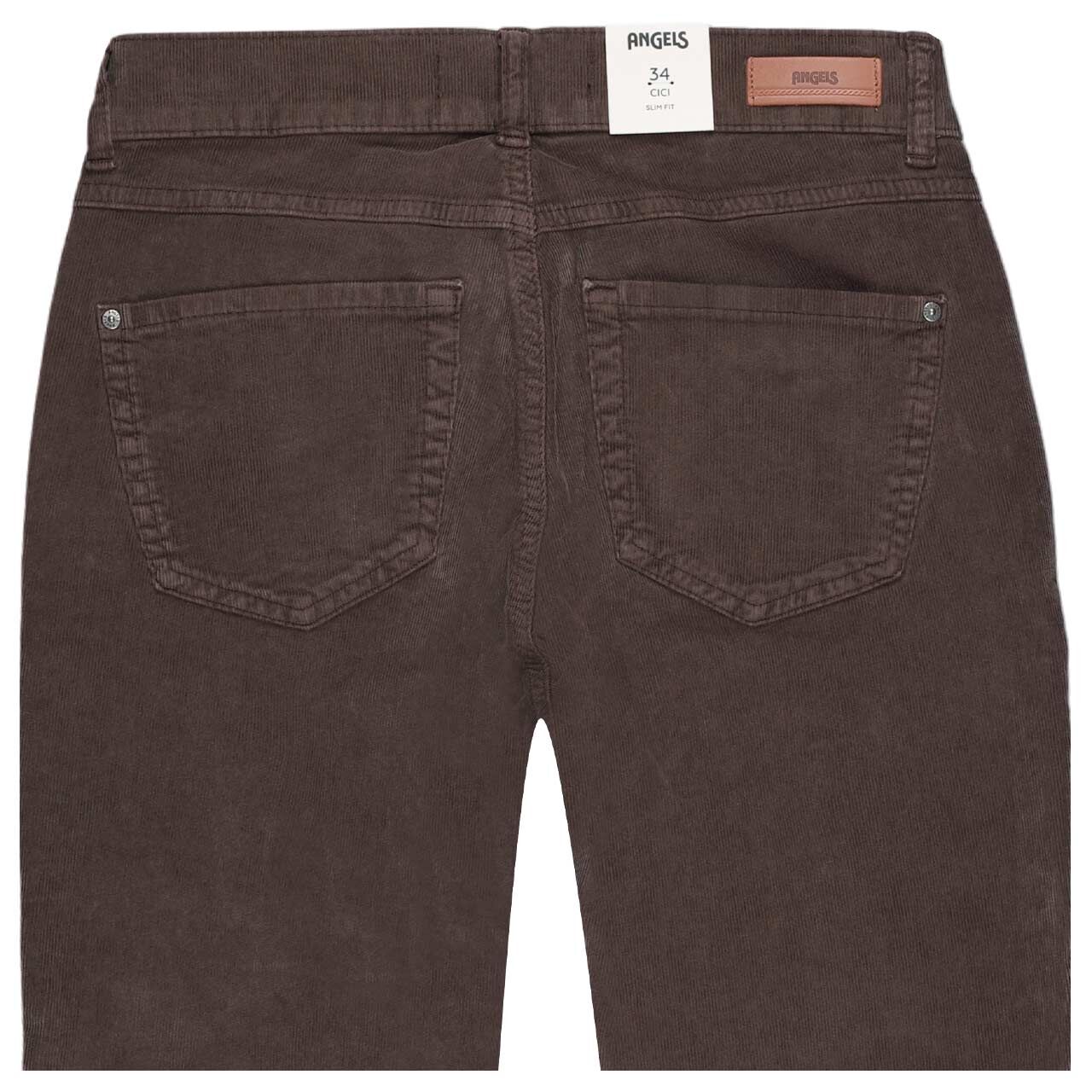 Stretch Damen Cordhose Cici von Angels in Dunkelbraun, detaillierte Rückansicht