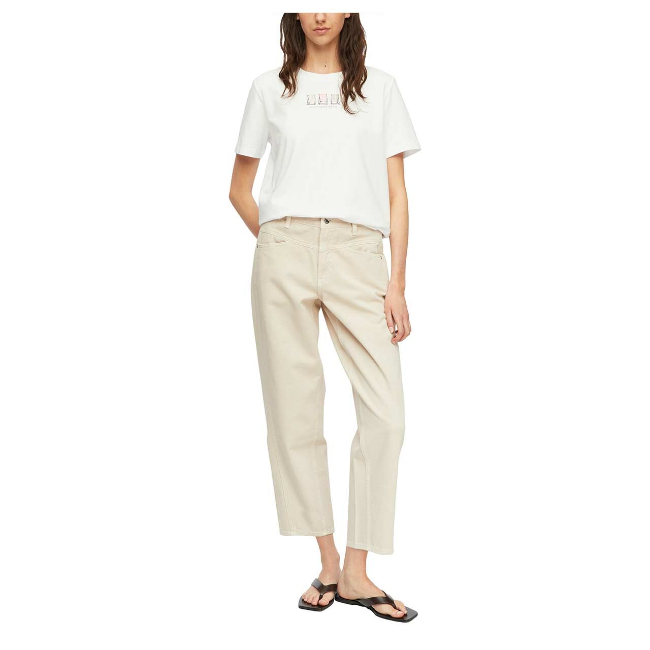 Damen T-Shirt von Comma in Weiß mit Print, Ganzkörperansicht