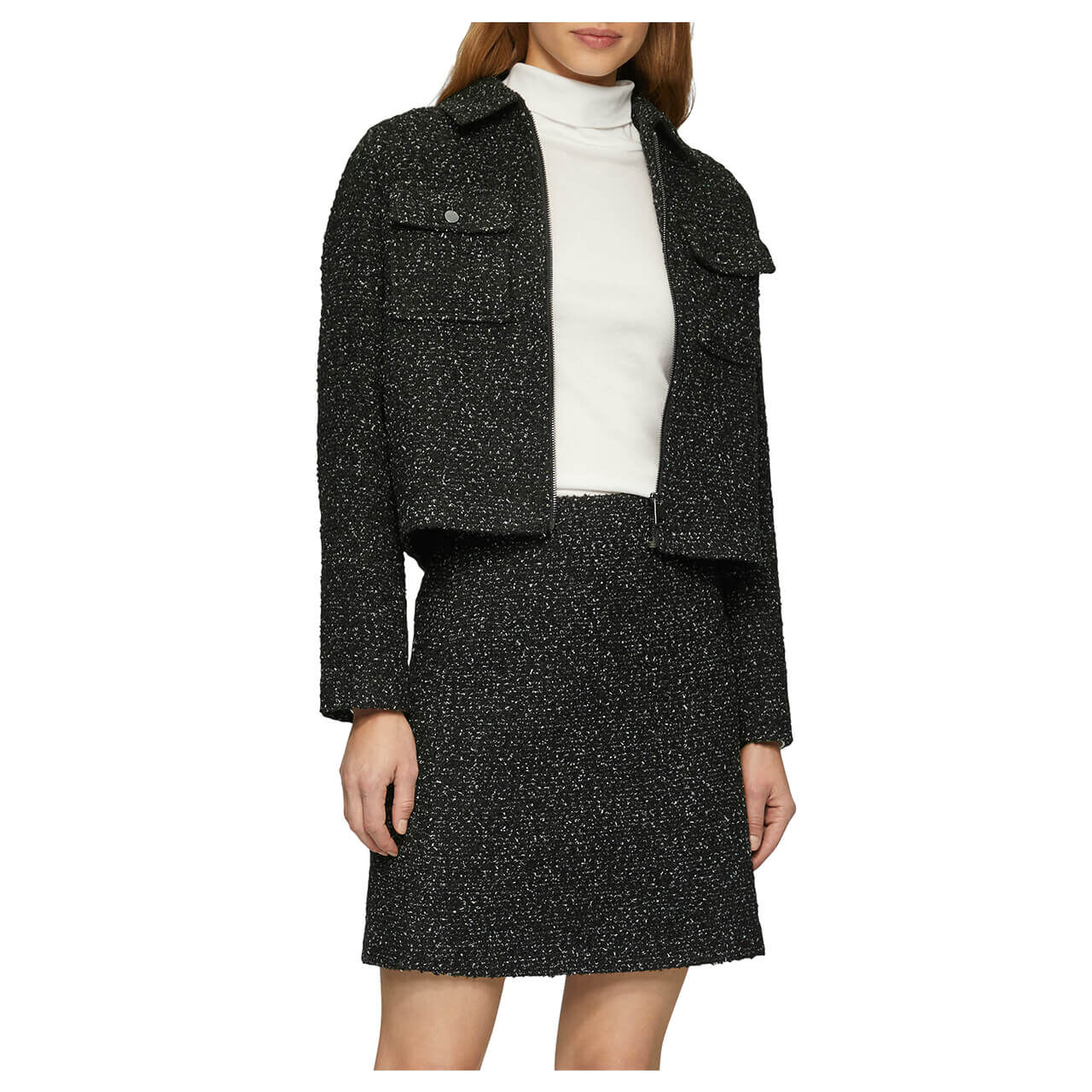 Damen Rock von s.Oliver in Schwarz mit Glitzer, Ganzkörper Vorderansicht am Model