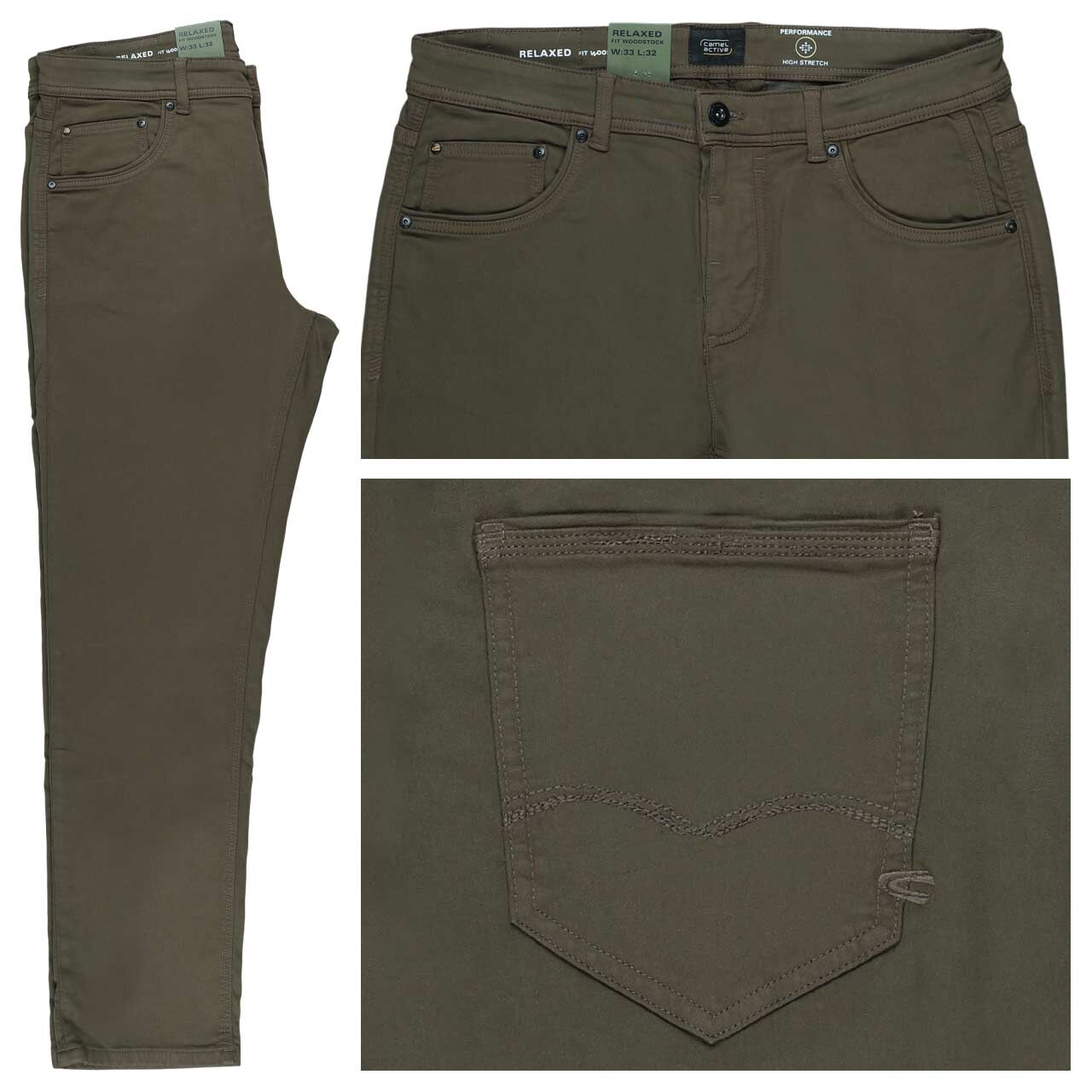 Camel active Woodstock fleXXX Baumwollhose dark olive green