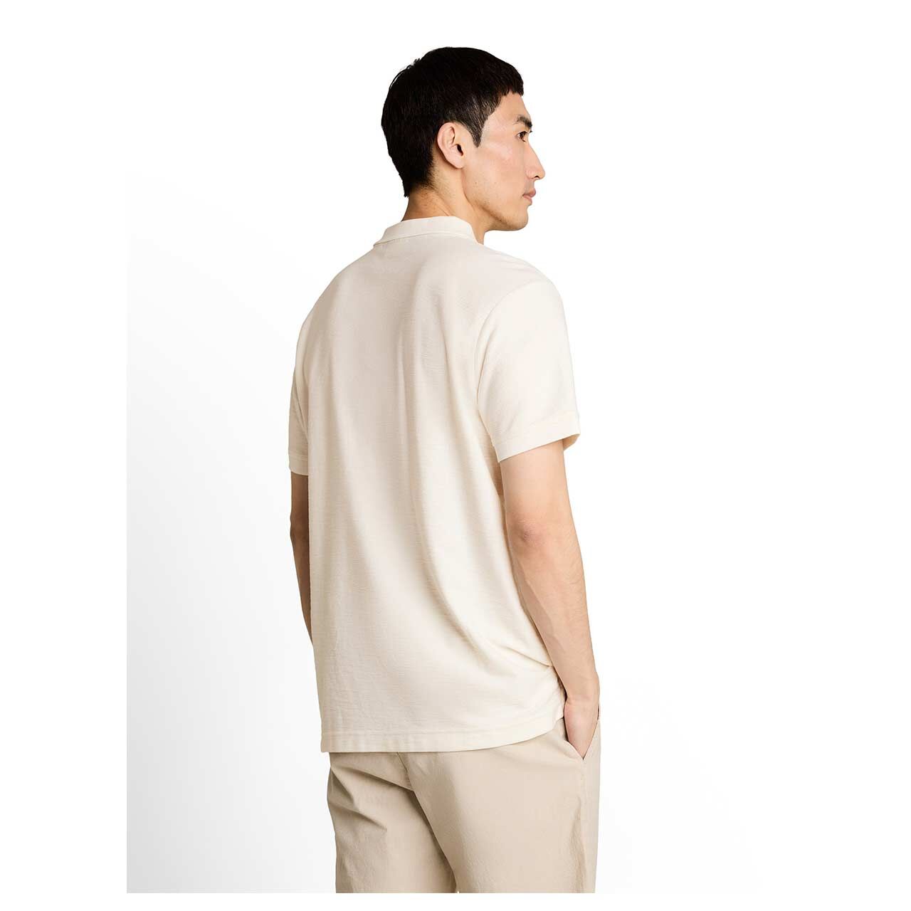 Herren Poloshirt Resort Collar von Tom Tailor in Cremeweiß, Rückansicht am Model