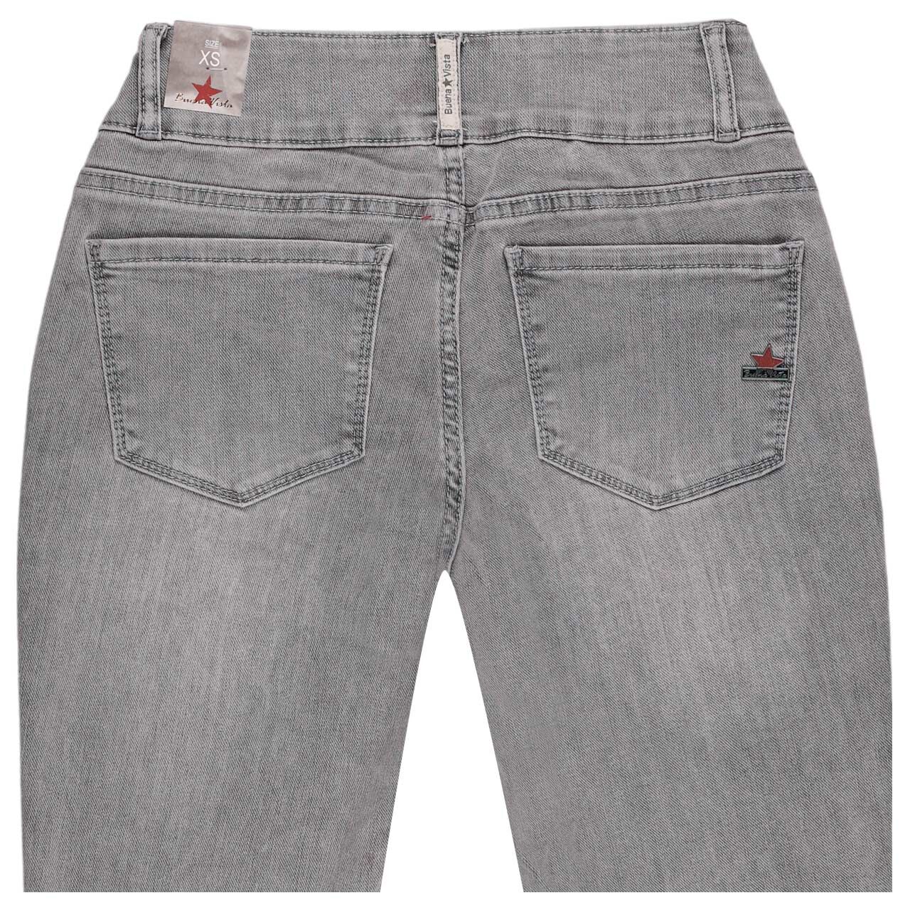 Damen Ankle Jeans Tummyless Cropped Stretch Denim von Buena Vista in Grau angewaschen, Rückansicht