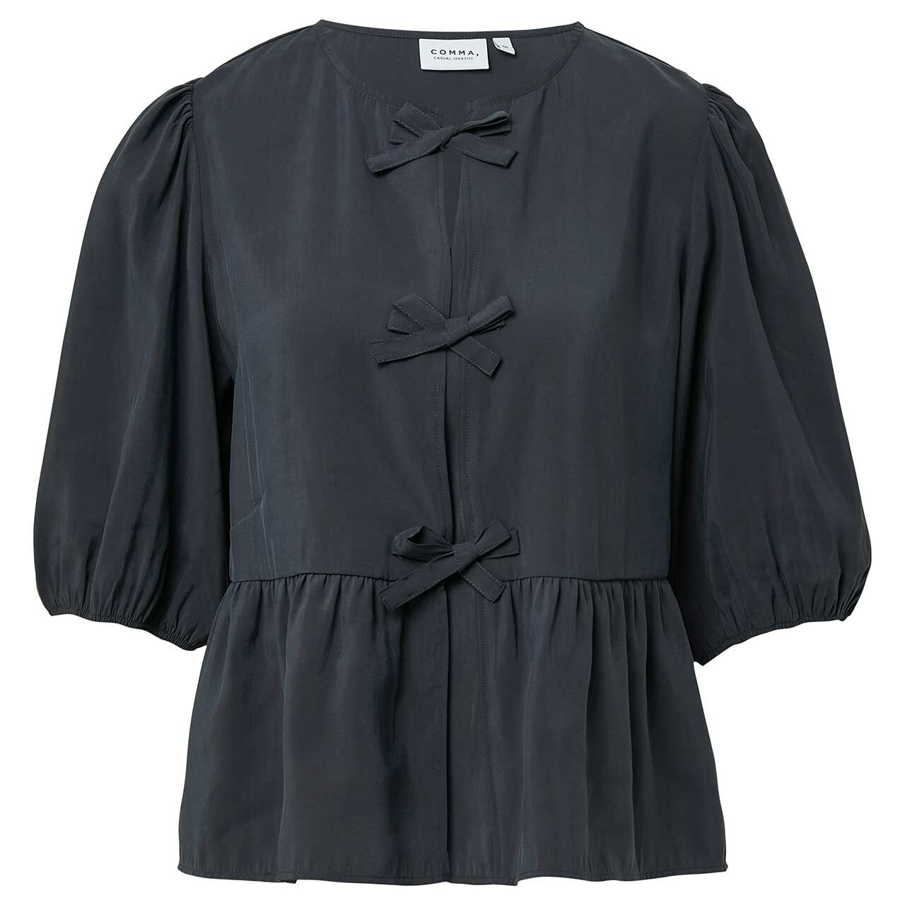Comma Damen Kurzarm Bluse dark grey