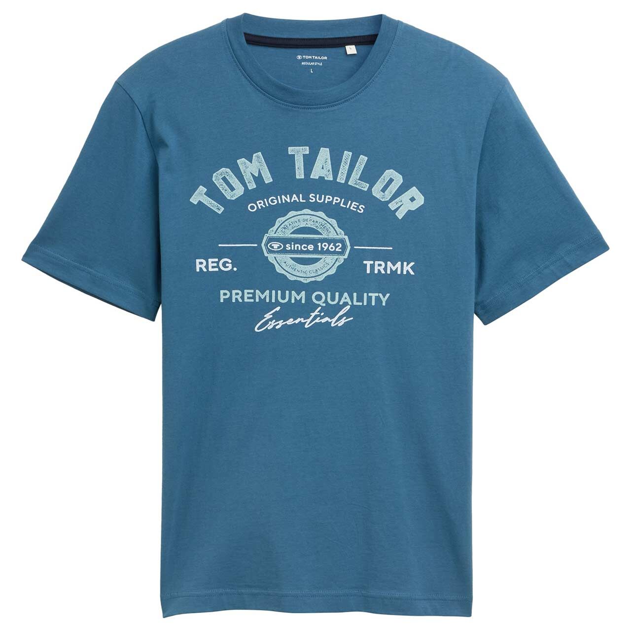 Tom Tailor Herren T-Shirt real teal blue logo print