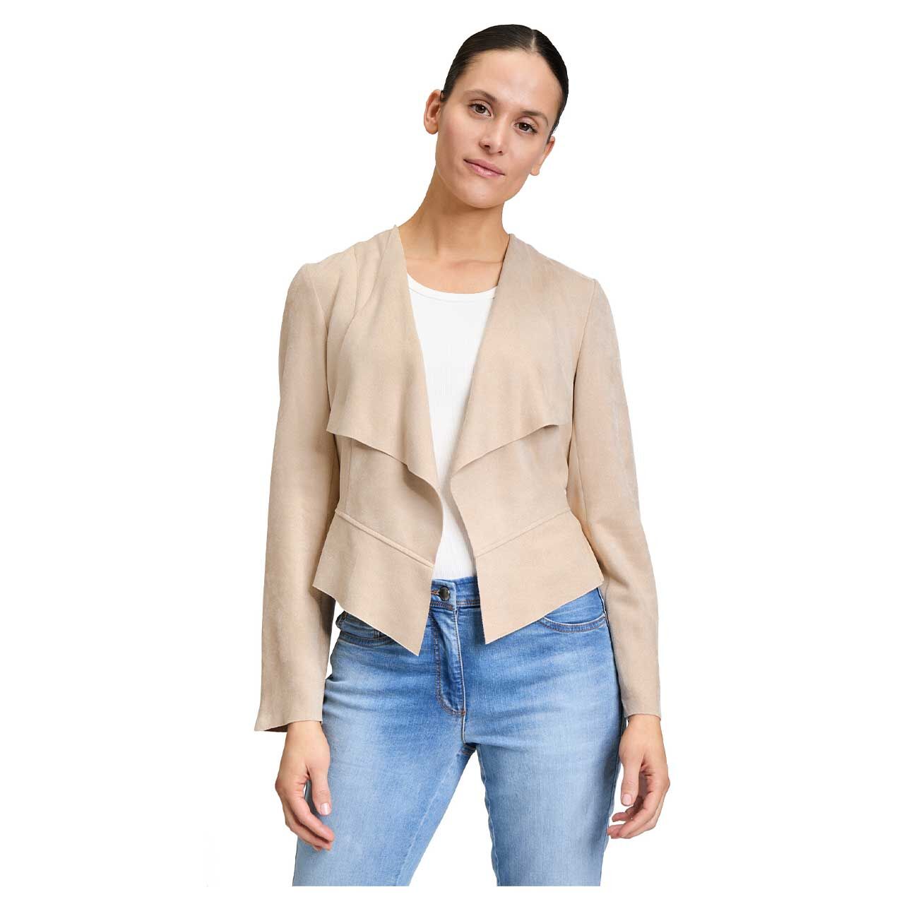 Betty Barclay Damen Velours Jacke classic beige
