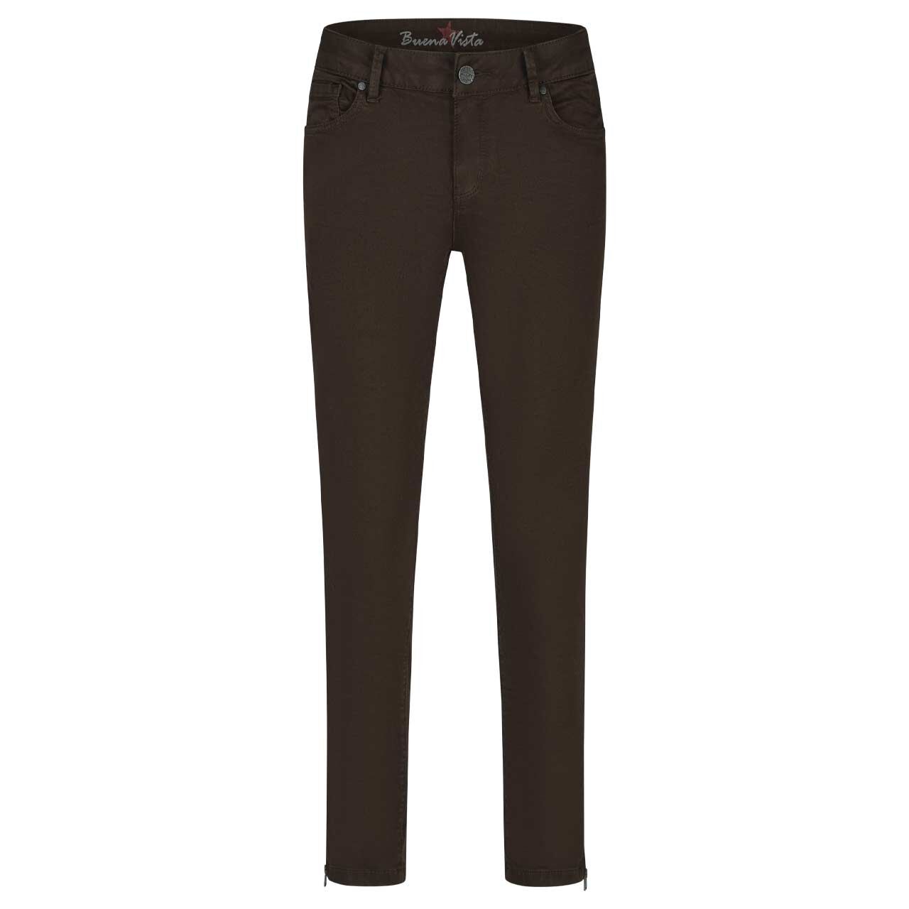 Damen Baumwollhose Italy V 7/8 Stretch Twill von Buena Vista in Dunkelbraun, Vorderansicht