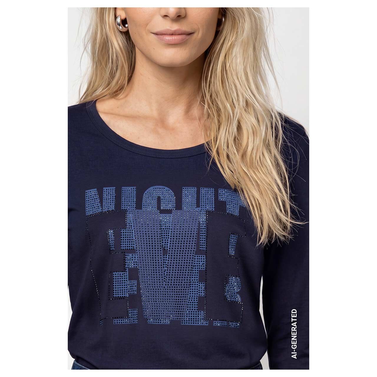 Monari Damen Sweatshirt dark navy blue printed