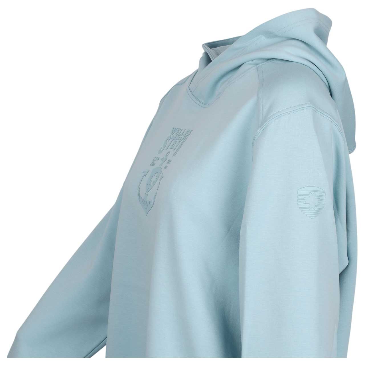 Damen Hoodie Sweatshirt Parcour Lady von Wellensteyn in Hellblau mit Print, detaillierte Seitenansicht