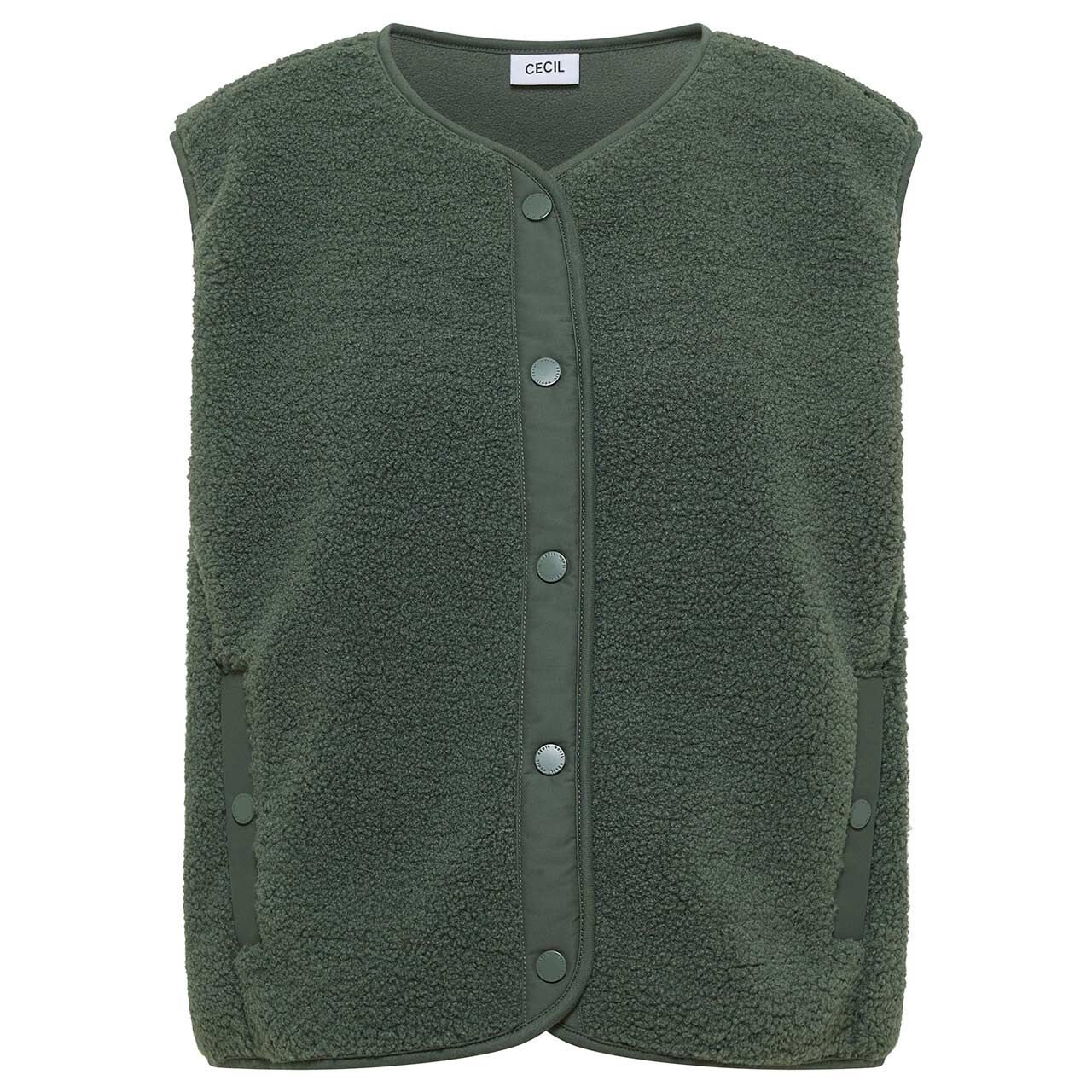 Cecil Damen Teddy Weste Solid Matmix Vest dried olive green