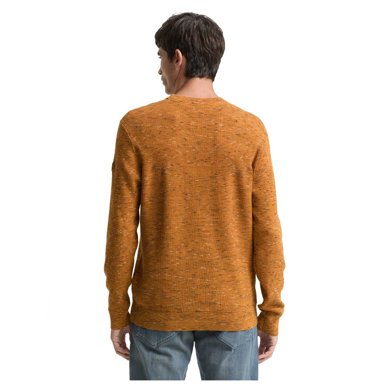 Herren Pullover Space Dye Crewneck von Tom Tailor in Orangebraun meliert, Vorderansicht am Model