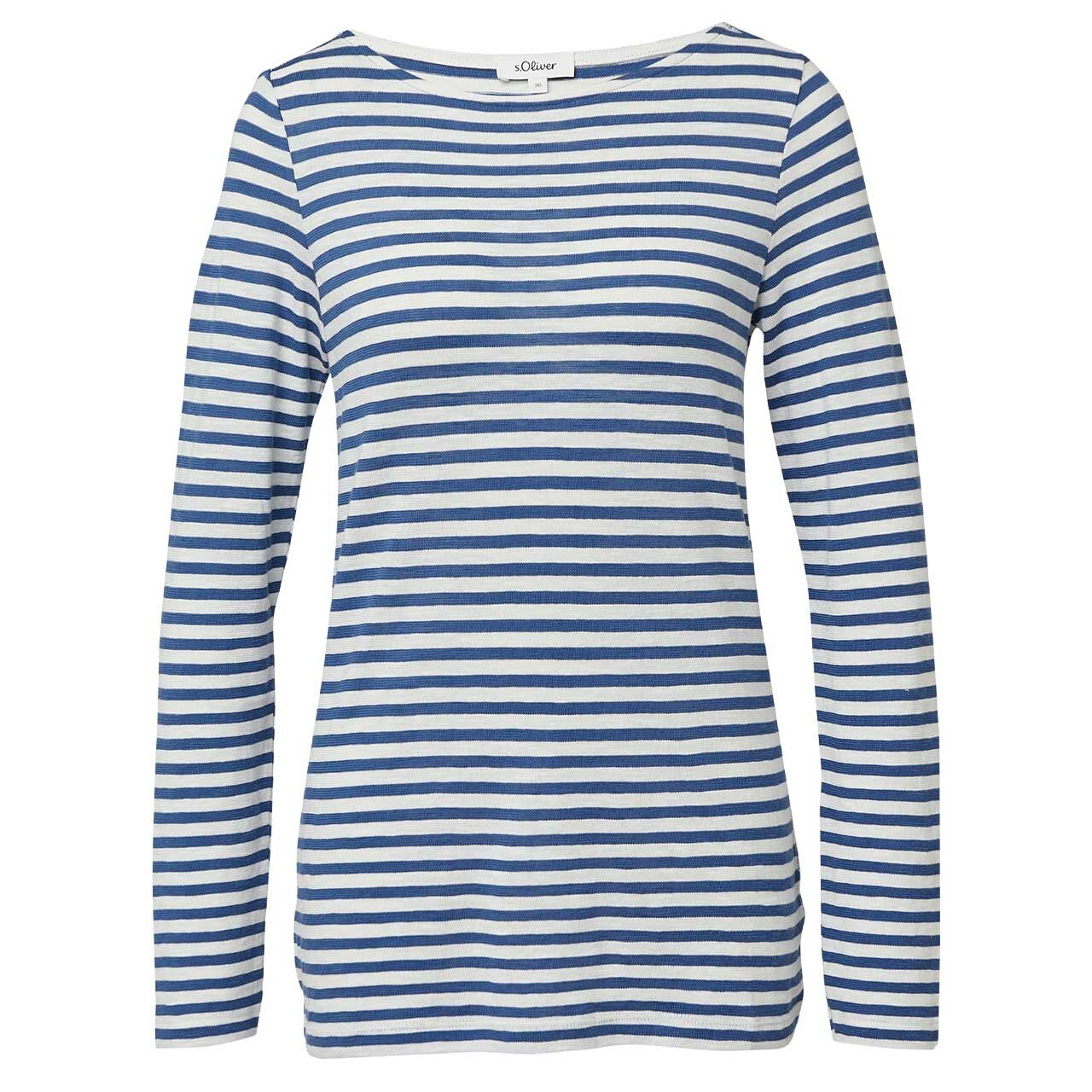 s.Oliver Damen Langarm Shirt sea blue white striped