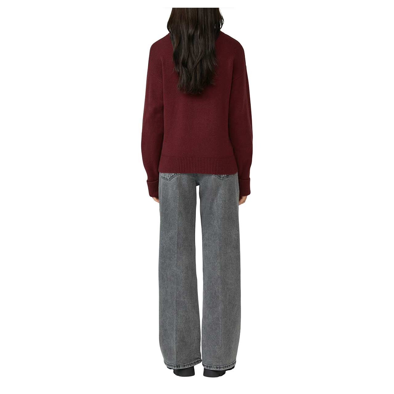 s.Oliver Damen Pullover in Burgunderrot, Rückansicht am Model