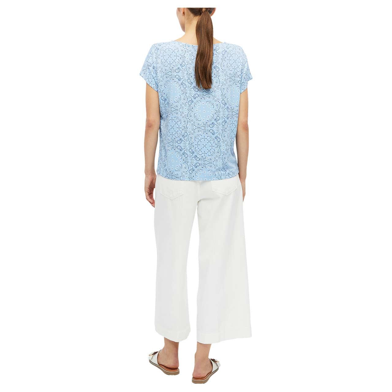 s. Oliver Damen T-Shirt in Hellblau mit Print, Rückansicht am Model