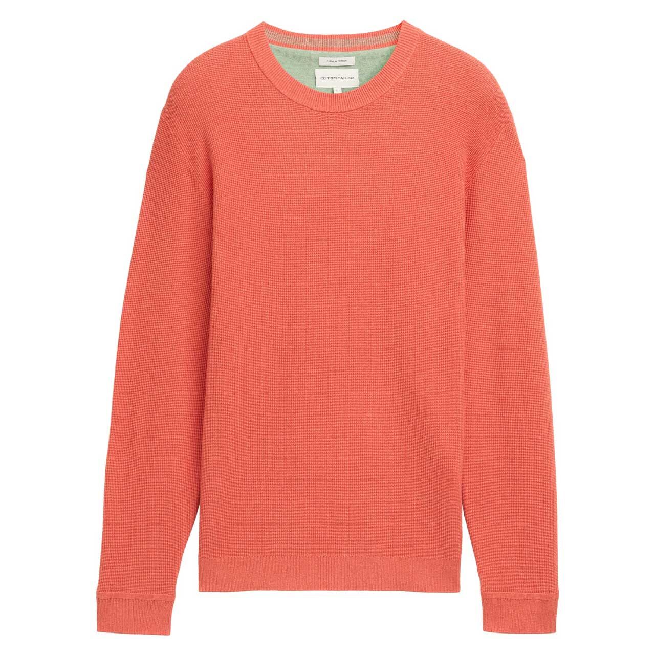 Tom Tailor Herren Pullover Structured Crewneck coral red melange