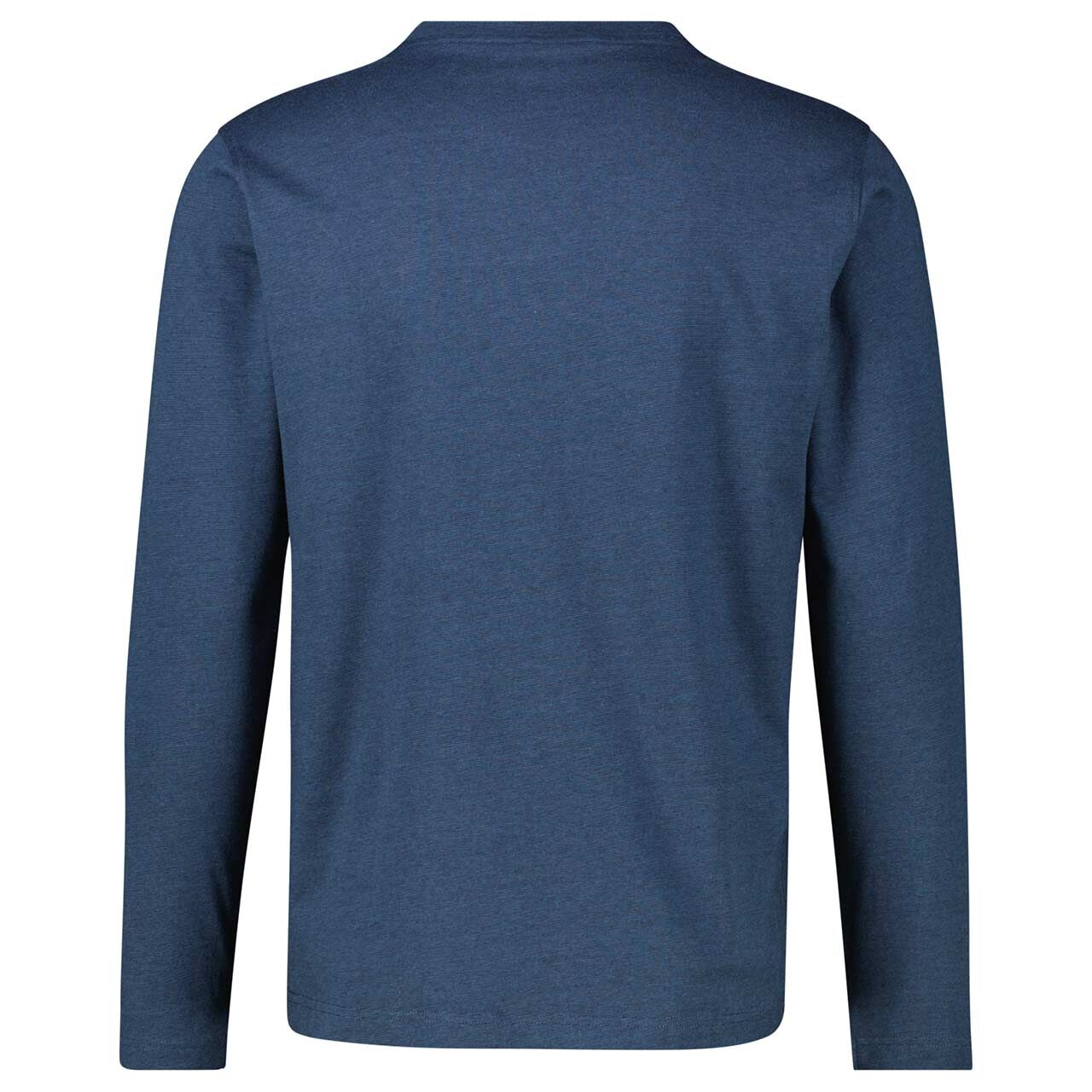 Herren Langarm Shirt Henley von Lerros in Dunkelblau meliert, Rückansicht