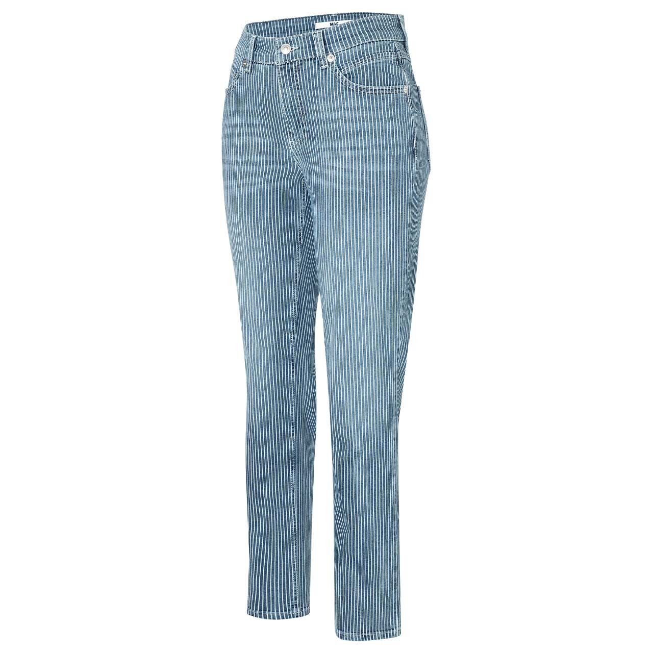 Stretch Damenjeans Melanie von MAC in Blau gestreift, Seitansicht
