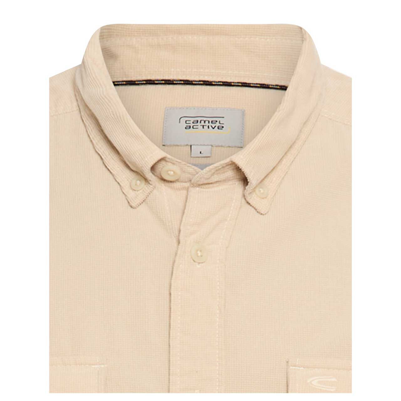 Herren Langarm Cord Hemd von Camel active in der Farbe Beige, Detailansicht vorne