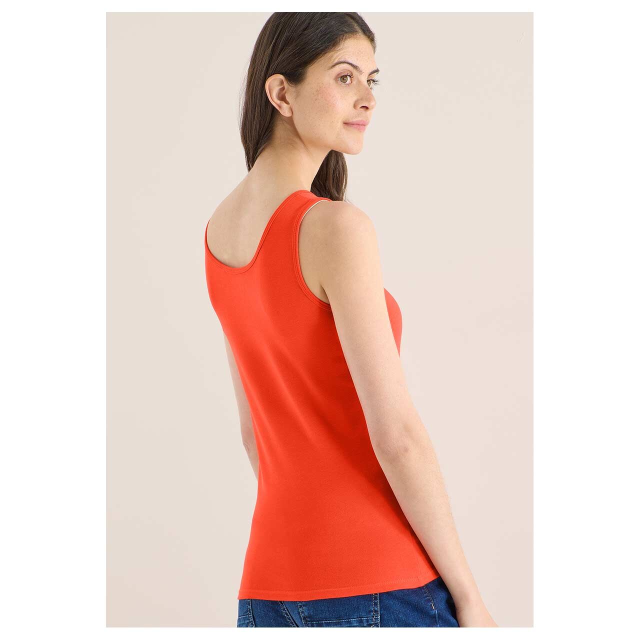 Damen Top Linda von Cecil in Orange-Rot, Vorderansicht am Model