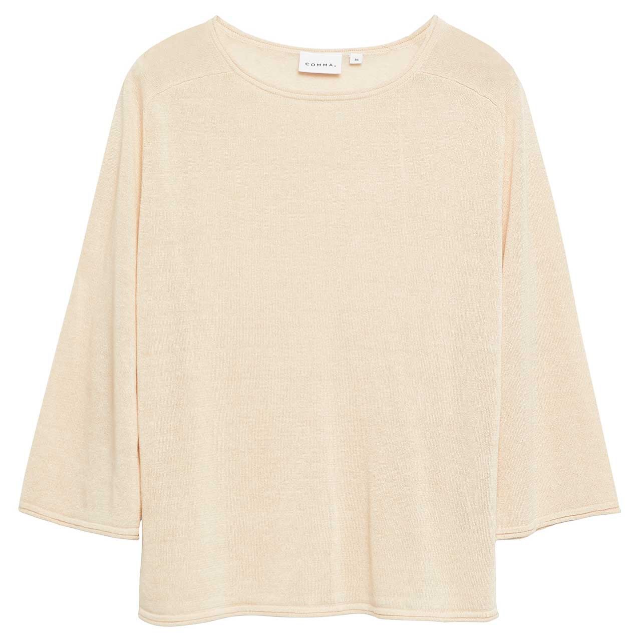 Comma Damen 3/4 Arm Leinen Pullover sand beige