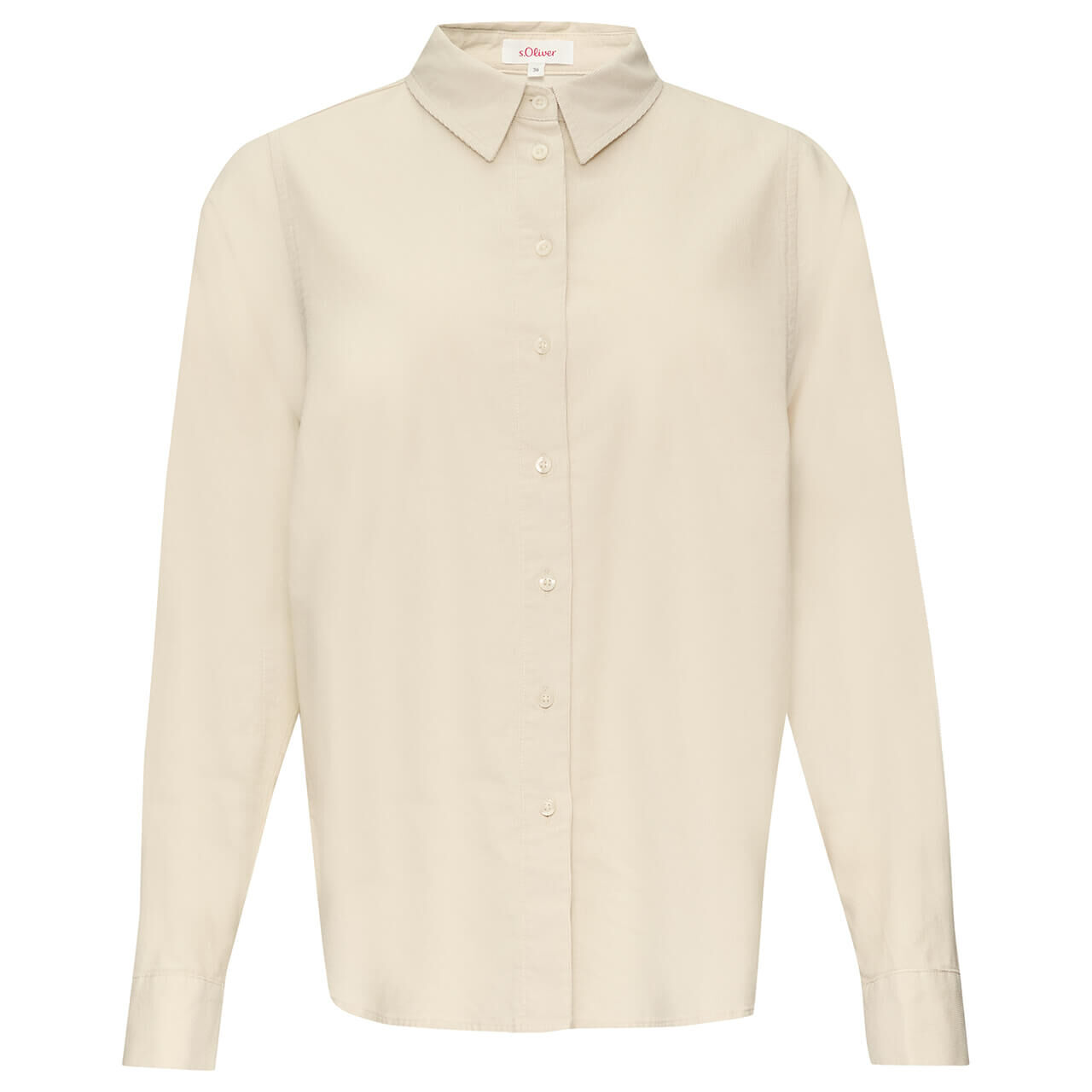 s.Oliver Damen Langarm Cord Bluse light beige