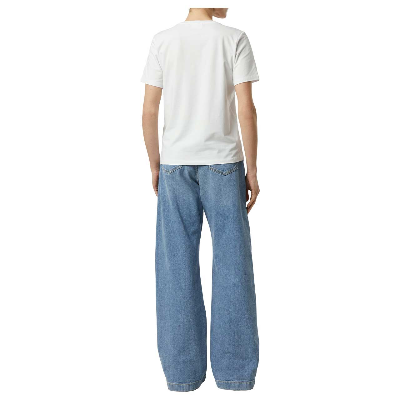 Damen T-Shirt von Comma in Weiß mit Print, Rückansicht am Model