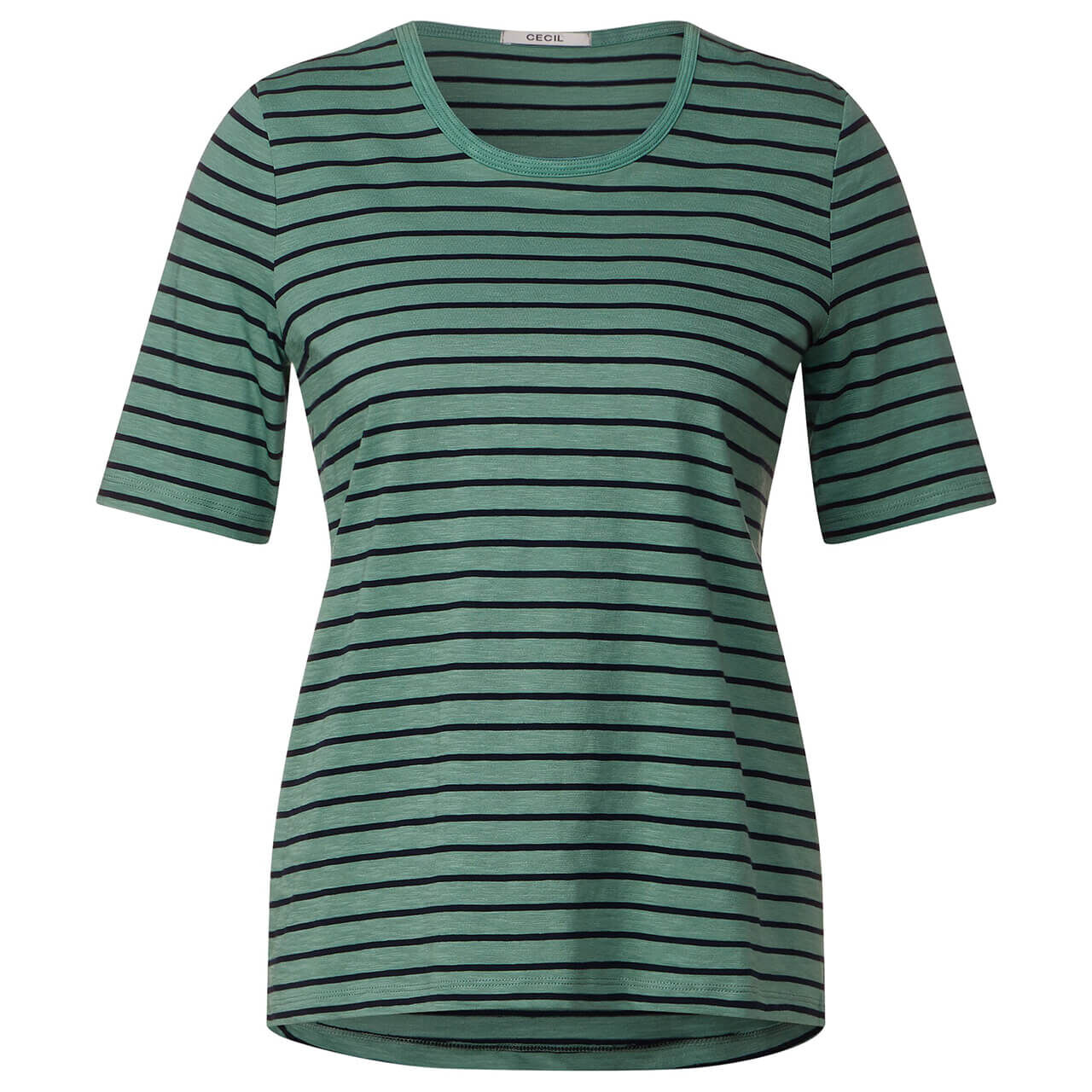Street One Damen T-Shirt Stripe Basic Roundneck raw salvia green