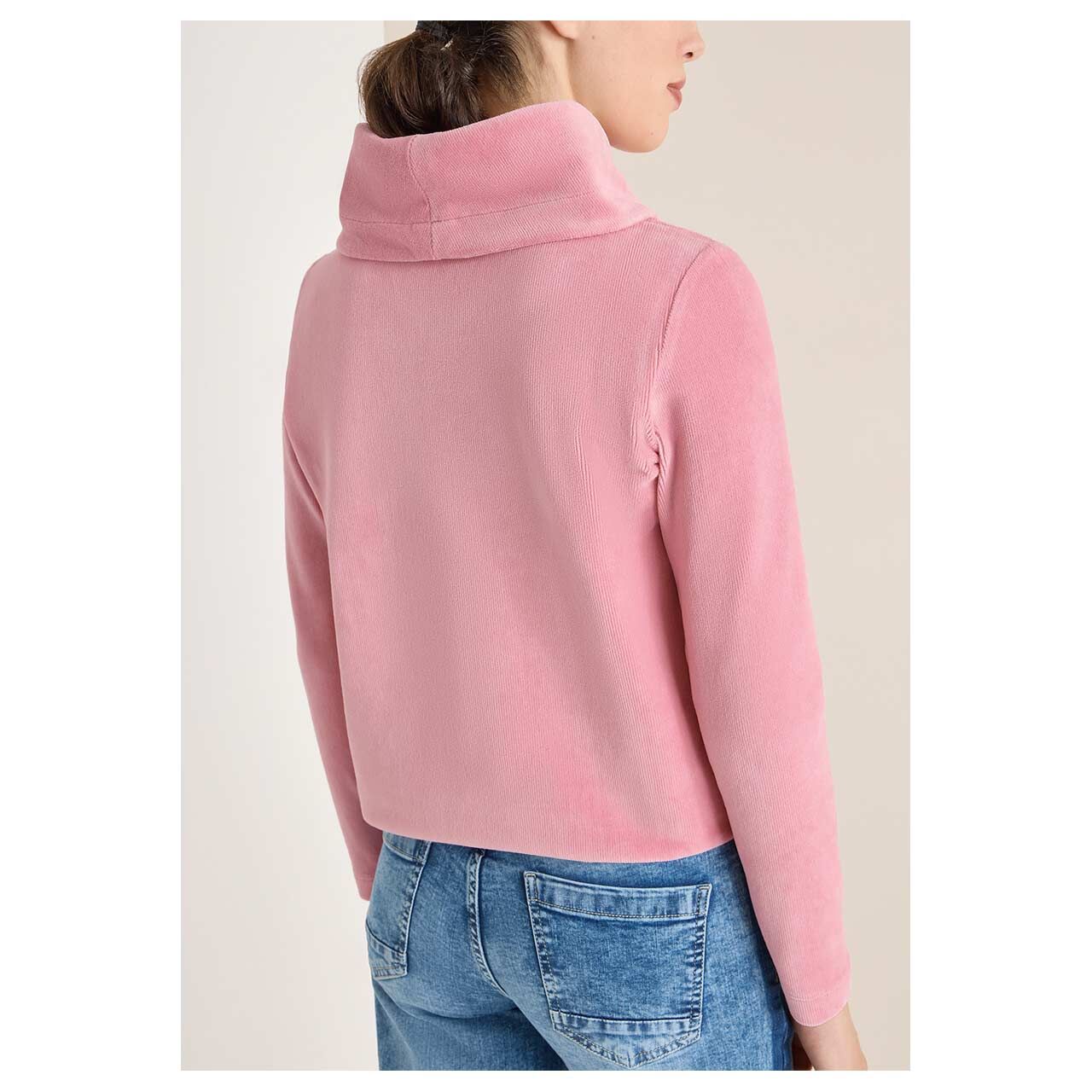 Damen Cord Pullover Big Collar von Cecil in Rosa, Rückansicht am Model